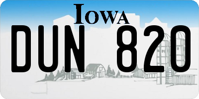 IA license plate DUN820
