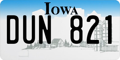 IA license plate DUN821