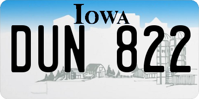 IA license plate DUN822