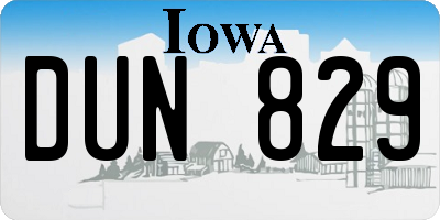 IA license plate DUN829