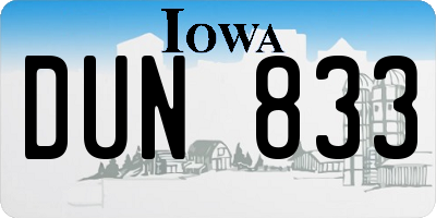 IA license plate DUN833