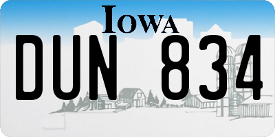 IA license plate DUN834