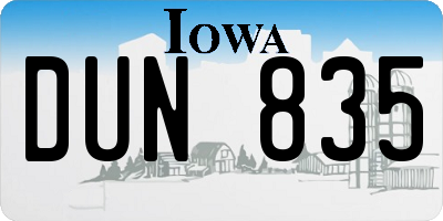 IA license plate DUN835