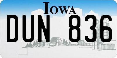 IA license plate DUN836