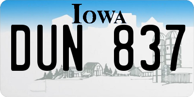 IA license plate DUN837