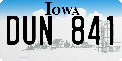 IA license plate DUN841