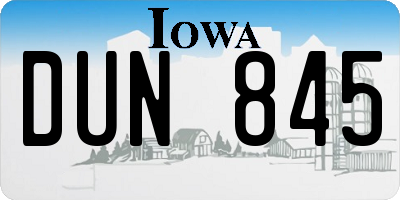 IA license plate DUN845