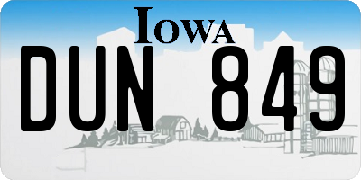 IA license plate DUN849