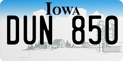 IA license plate DUN850