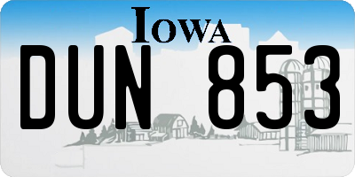 IA license plate DUN853