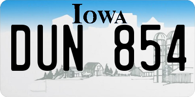 IA license plate DUN854
