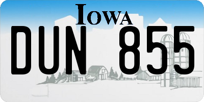IA license plate DUN855