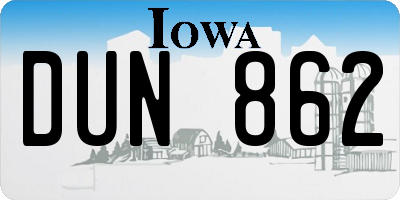 IA license plate DUN862