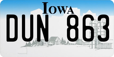 IA license plate DUN863