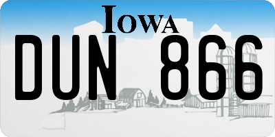 IA license plate DUN866