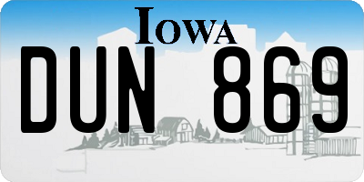 IA license plate DUN869