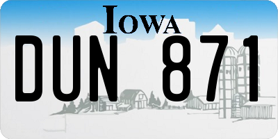 IA license plate DUN871