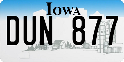 IA license plate DUN877