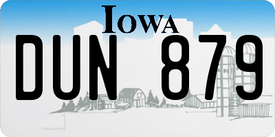 IA license plate DUN879