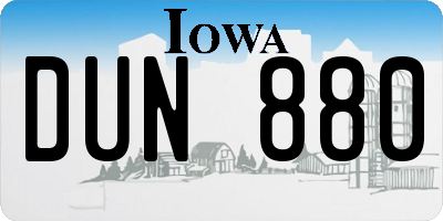 IA license plate DUN880