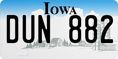 IA license plate DUN882