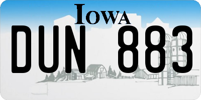 IA license plate DUN883