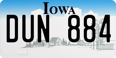 IA license plate DUN884