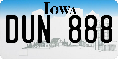 IA license plate DUN888