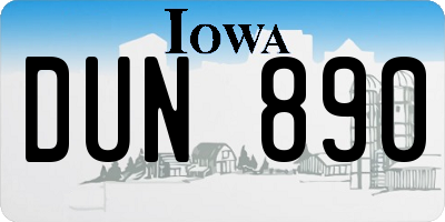 IA license plate DUN890