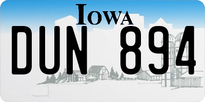 IA license plate DUN894
