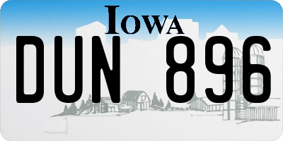 IA license plate DUN896