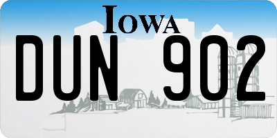 IA license plate DUN902