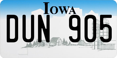 IA license plate DUN905