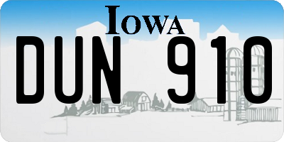 IA license plate DUN910