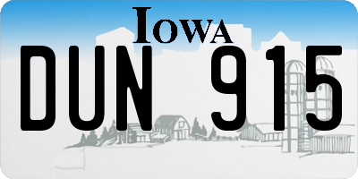 IA license plate DUN915