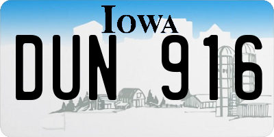 IA license plate DUN916
