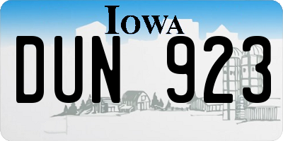 IA license plate DUN923