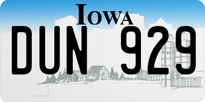 IA license plate DUN929
