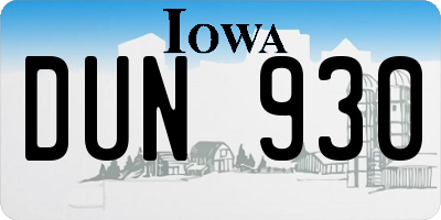 IA license plate DUN930