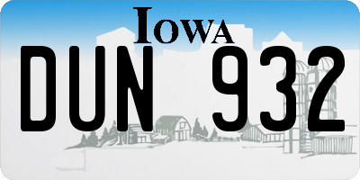 IA license plate DUN932