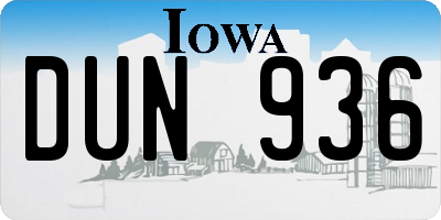 IA license plate DUN936