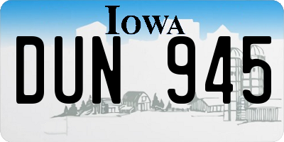 IA license plate DUN945