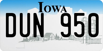 IA license plate DUN950