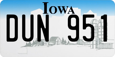IA license plate DUN951