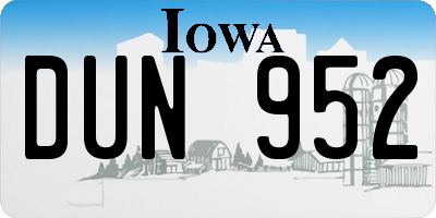 IA license plate DUN952