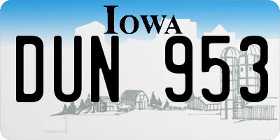 IA license plate DUN953