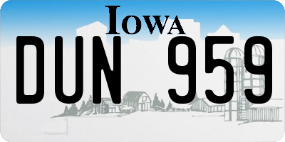 IA license plate DUN959