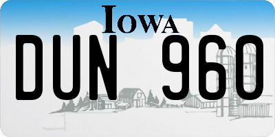 IA license plate DUN960