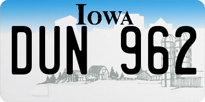 IA license plate DUN962