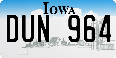 IA license plate DUN964